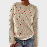 Sanira – Weihnachtspullover mit Muster – Beige
