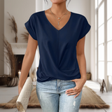 Aubrey | Herzausschnitt Kurzarm T-Shirt – Blau
