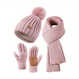 Damen Winterset | Mütze Schal Handschuhe Touchscreen Funktion – Rosa