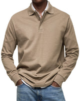 Julian - Luxe polo mit langen ärmeln – Khaki