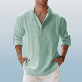 Relaxed Fit – Leinen-Henley für Herren – Grün