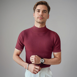 Herren Rollkragen Schlanke Passform T-Shirt – Rot
