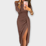 Lilly Damenkleid Aus Premiumstoff – Stilvoller Schnitt Für Jedes Event, Größen S-XL – Braun