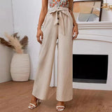 Martina - Fließende Hose mit hoher Taille und eleganter Schleife – Aprikose