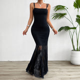 Valentina - Langes Spitzenkleid – Schwarz