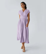 Wilhelmine – Elegantes Wickelkleid Mit Hoher Taille – Lila