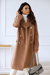 Trenchcoat Damen Elegant | Winter Lang Doppelreihig – Braun