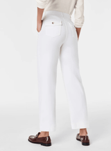 Alva™ - Taillenkontrollierende Twill Cropped Weite Hose – Weiß