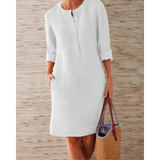 Della | Schlichtes elegantes Kleid – Weiß