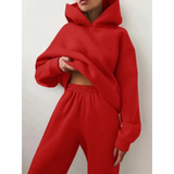 Damen Trainingsset | Zweiteiliges Oversize-Set Lässig – Rot