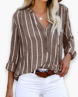 Damen Trendige Gestreifte Hemd | Elegante Stil – Braun