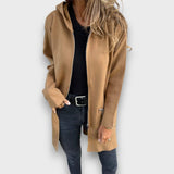Junira – Langer Cardigan mit Reißverschluss – Braun
