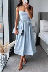 Martina  | Elegantes Midi mit Trägern – Blau (Begrenzte Verfügbarkeit)