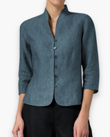 Damen Elegante Bluse mit Stehkragen | Festliche Anlässe – Dunkel Blau
