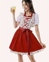 Damen Blumenmuster Dirndlkleid | Festlich – Rot