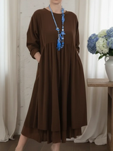 Ceinwen – Maxikleid Mit Lockerem, Doppellagigem Saum – Kaffee