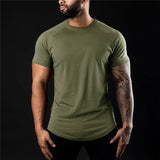 Herren Schlanke Passform Einfach T-Shirt – Armeegrün