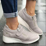 Laura - Sportschuhe mit Reißverschluss und Klettverschluss – Grau