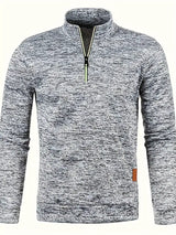 Tasche - stylischer fleece-herrenpullover mit halbem reißverschluss – Hellgrau