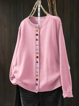 Gunilla – Strickjacke mit dekorativen Knöpfen – Hellrosa