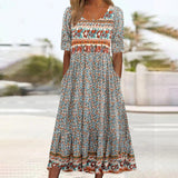 Helga - Besonderes Midikleid mit Rundhalsausschnitt – Stil-1