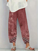 Kayden – Vintage Capri Hose Mit Blumenmuster – Rot