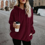 Hilanie – wärmerer, lässigerer kapuzenpullover – Rot