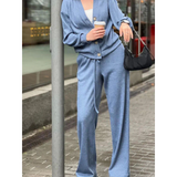 Raisa Strickjacke- und Hosen-Set – Blau