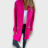 Junira – Langer Cardigan mit Reißverschluss – Rosa