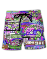 Herren Trendige Graffiti Badeshorts | Bequem und Schnell Trocknend – Lila