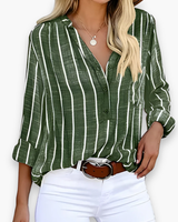 Damen Trendige Gestreifte Hemd | Elegante Stil – Grün