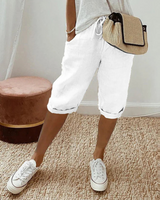 Damen Bequeme Kordelzug Shorts | Kurze Hosen Damen – Weiß