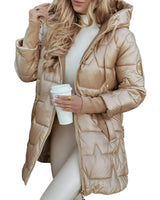 Sorelle| Eleganter Wintermantel mit Kapuze und Wattierung – Beige