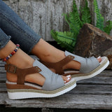 Simone - Komfortable Damen Sandalen mit Keilabsatz – Grau