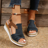 Simone - Komfortable Damen Sandalen mit Keilabsatz – Dunkelblau