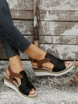 Simone - Komfortable Damen Sandalen mit Keilabsatz – Schwarz