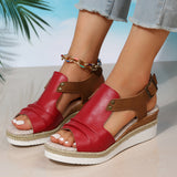 Simone - Komfortable Damen Sandalen mit Keilabsatz – Rot