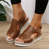 Simone - Komfortable Damen Sandalen mit Keilabsatz – Braun