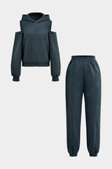 Evangeline | Sportliches Hoodie-Set mit Cut-Outs – Dunkelgrau