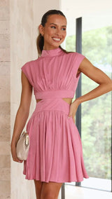 Luna | Glamouröses Minikleid mit hohler Taille – Rosa