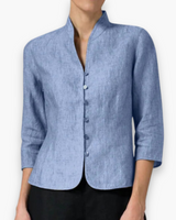 Damen Elegante Bluse mit Stehkragen | Festliche Anlässe – Blau
