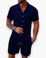 Herren Elegantes Sommer Set | Shirt Und Shorts – Blau