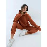 Damen Trainingsset | Zweiteiliges Oversize-Set Lässig – Braun