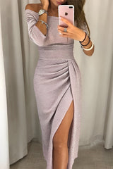 Bethney - Glamouröses schulterfreies Damenkleid – Lila