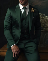 Herren Anzug 3-teilig Slim Fit | Klassisch & Elegant für Hochzeitsgäste – Olivgrün