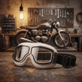 Alaric - Vintage-Motorradbrille – Cremiges Weiß