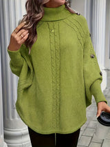 Lolana – Pullover Mit Hohem Kragen Und Gedrehtem Stil – Grün