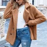 Damen Lässige Teddy Mantel | Elegante – Camel