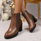 Noy - Leder Schuhe Mit Dickem Absatz – Braun