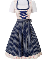 Damen Blumenmuster Dirndlkleid | Midi Festlich – Blau